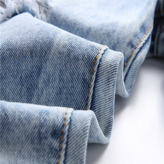 Men's ripped blue casual jeans