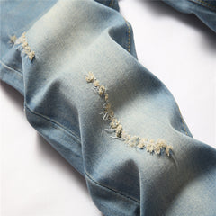 Straight ripped stretch jeans