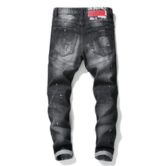 Men's black patch ripped jeans