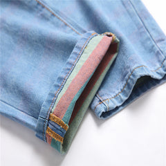 Straight ripped jeans light blue