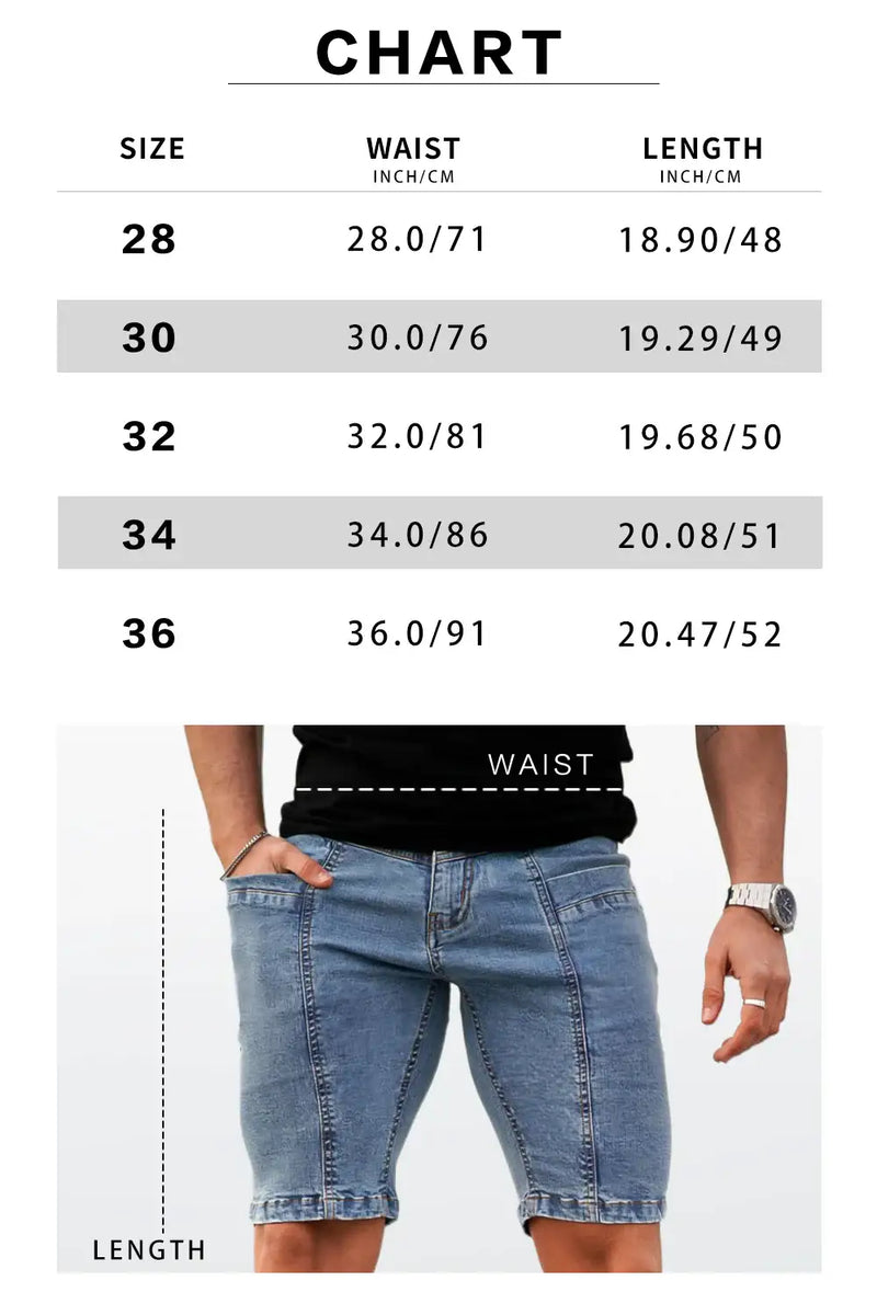 Men's Denim Short - Dark Blue Size Chart