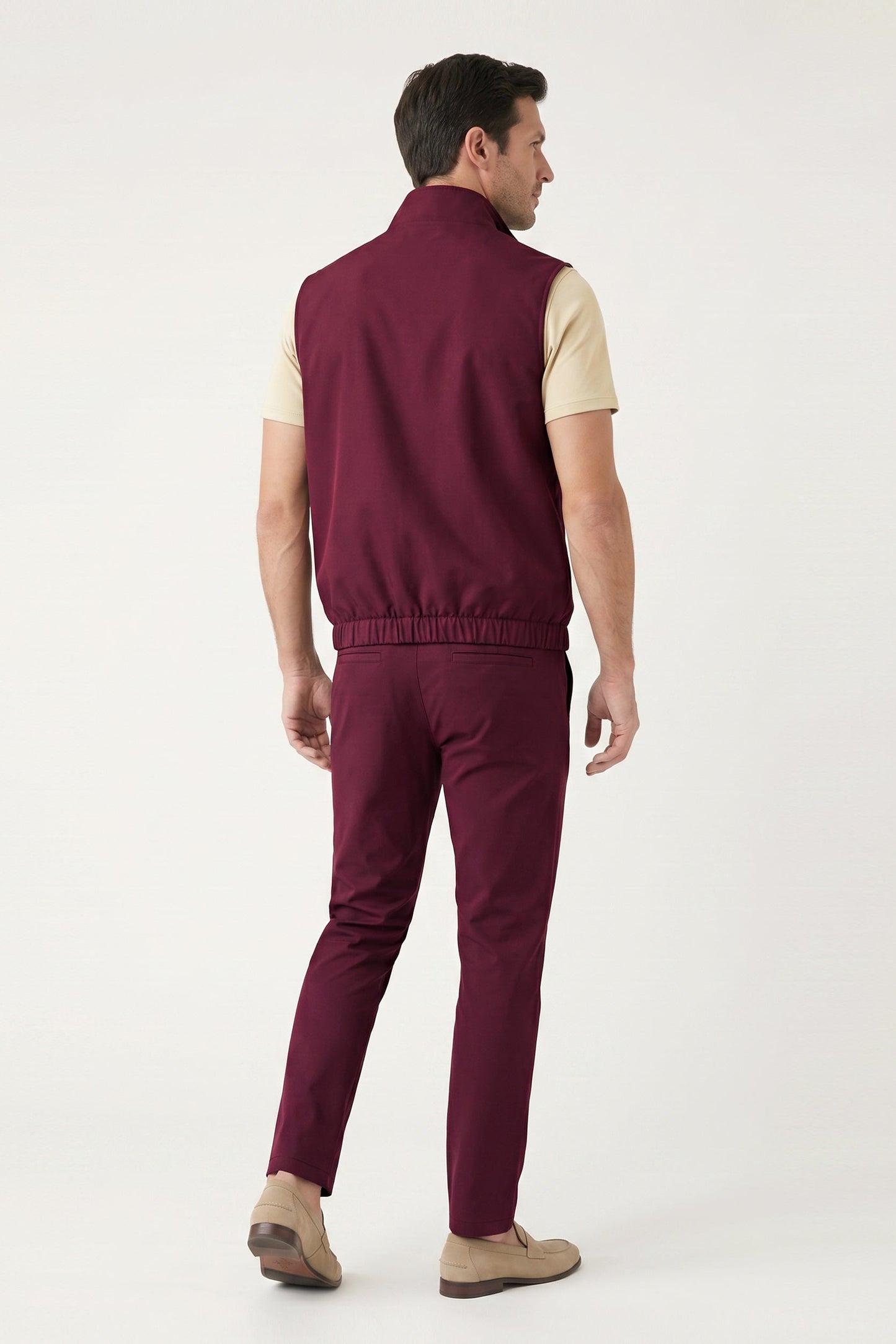 Men's 3-Piece Casual Set with Reversible Vest - Red