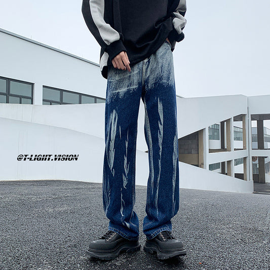 Men's trendy wide-leg jeans