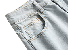 Men's blue patch ripped jeans