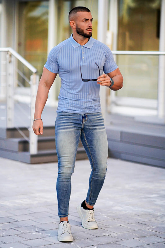 Men's High Quality Slim Fit Polo Shirt - Blue