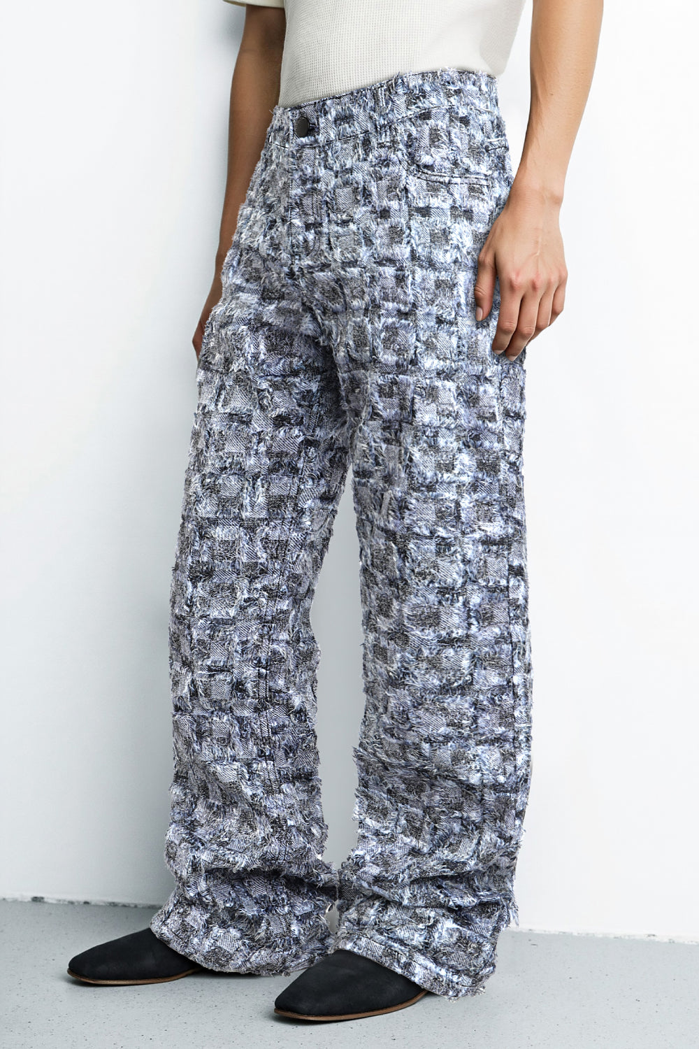 Men's Straight Raw Edge Stitching Jean - Blue