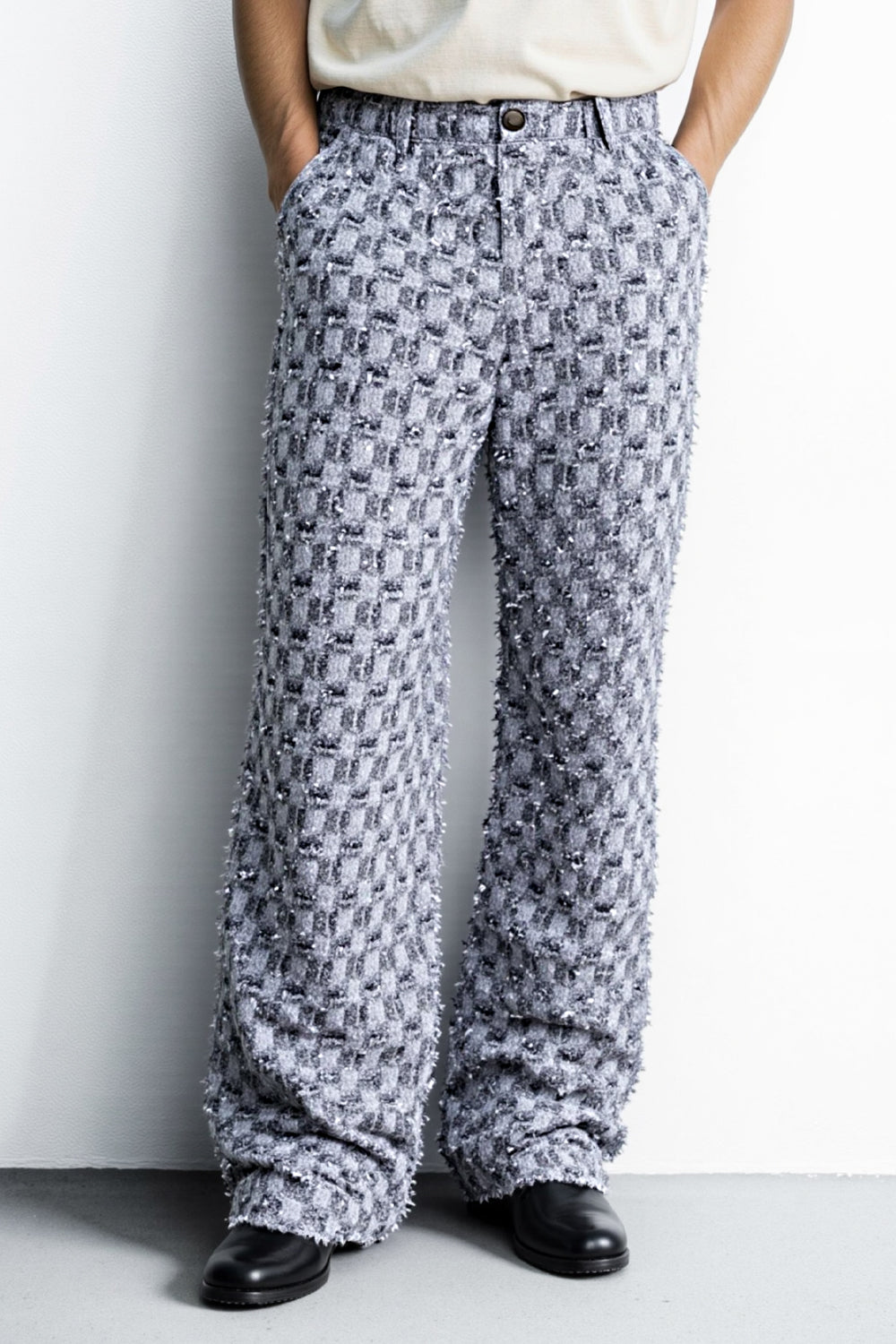 Men's Straight Raw Edge Stitching Jean - Blue