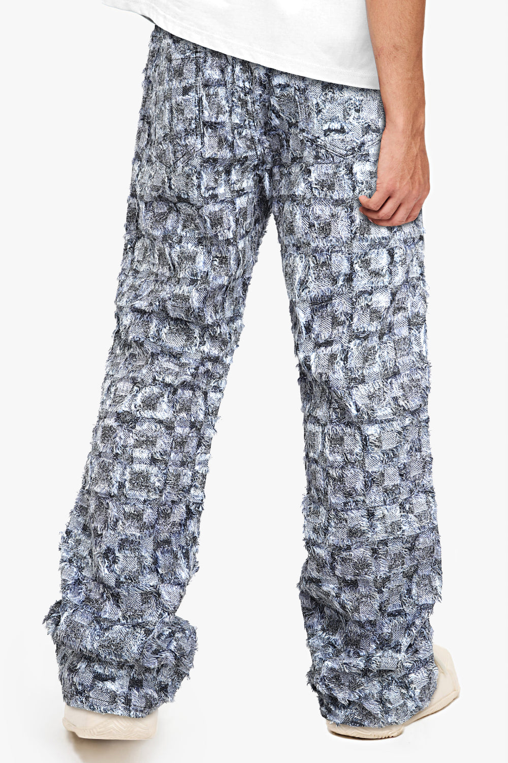 Men's Straight Raw Edge Stitching Jean - Blue