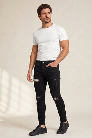 Vaqueros pitillo negros de hombre Gingtto