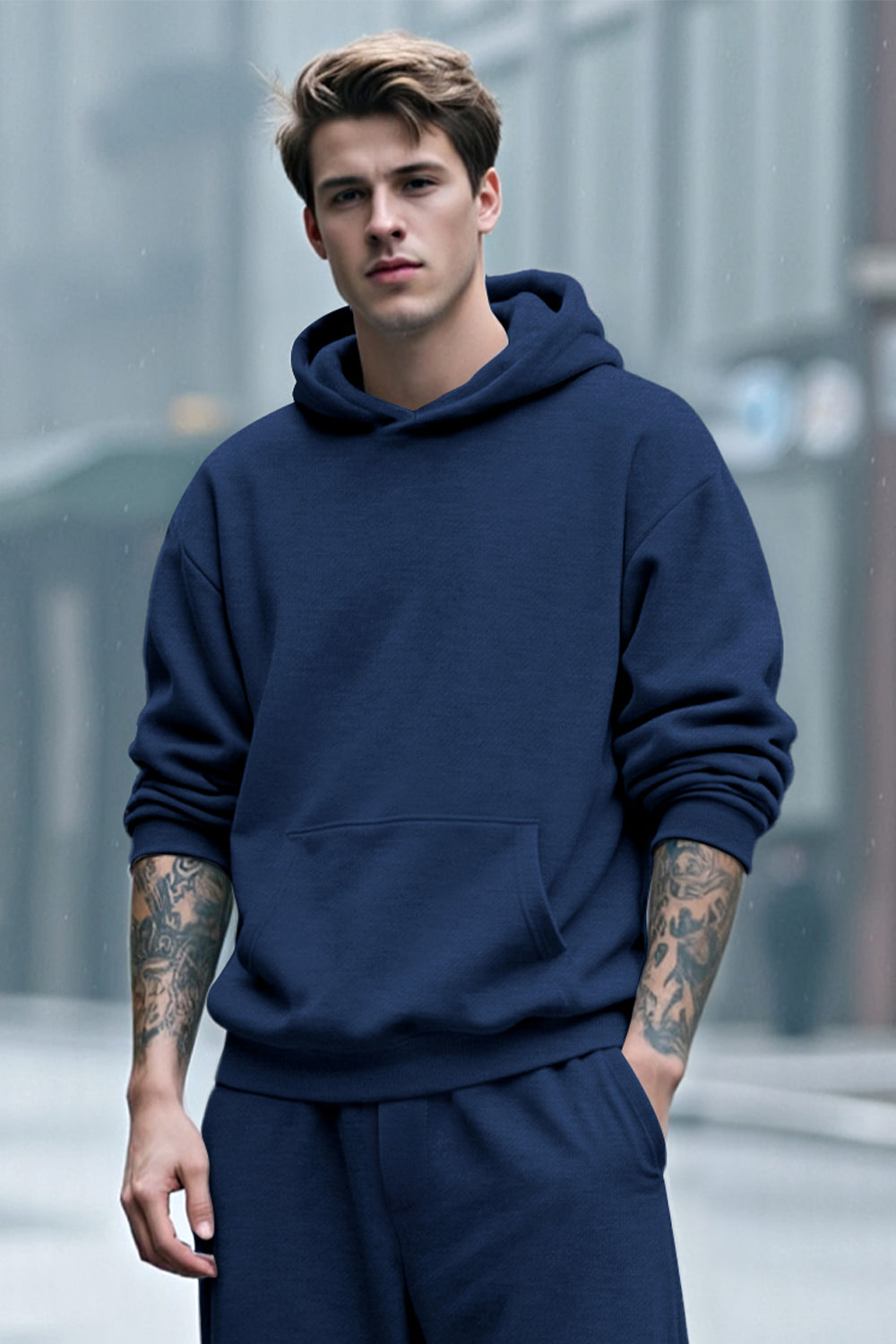 Herren-Pullover-Hoodie in Blau
