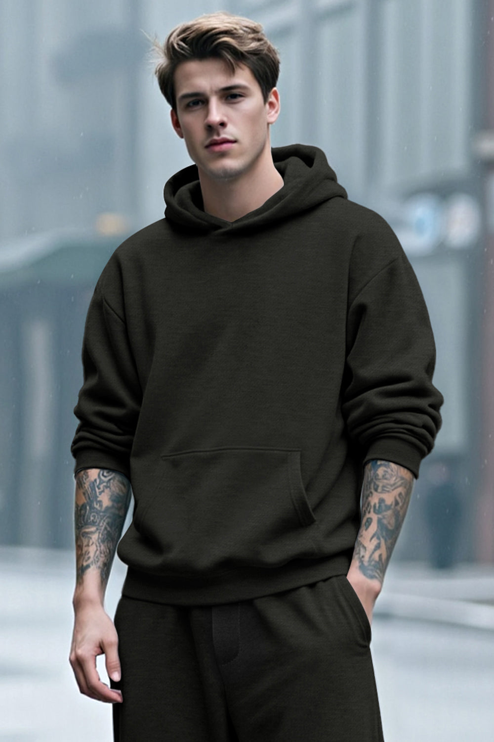 Herren-Pullover-Hoodie in Schwarz