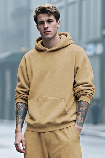 Men Pulloverl Hoodie Set - Khaki
