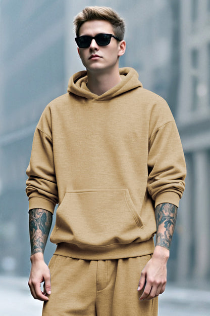 Men Pulloverl Hoodie Set - Khaki