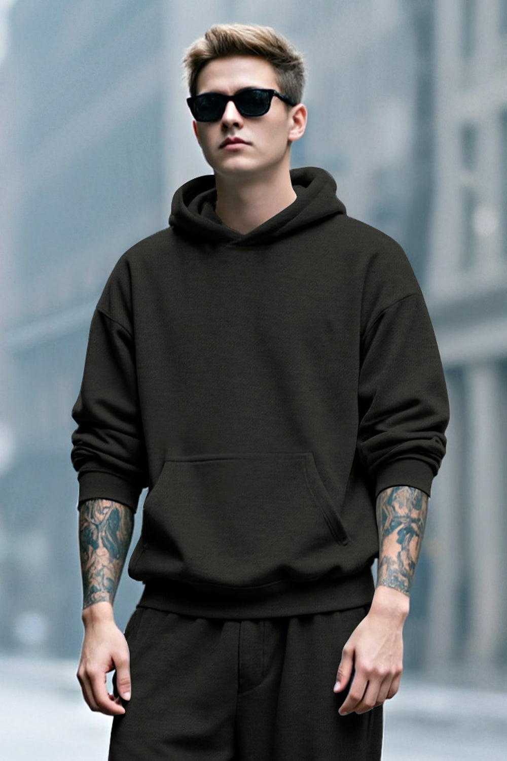 Herren-Pullover-Hoodie in Schwarz