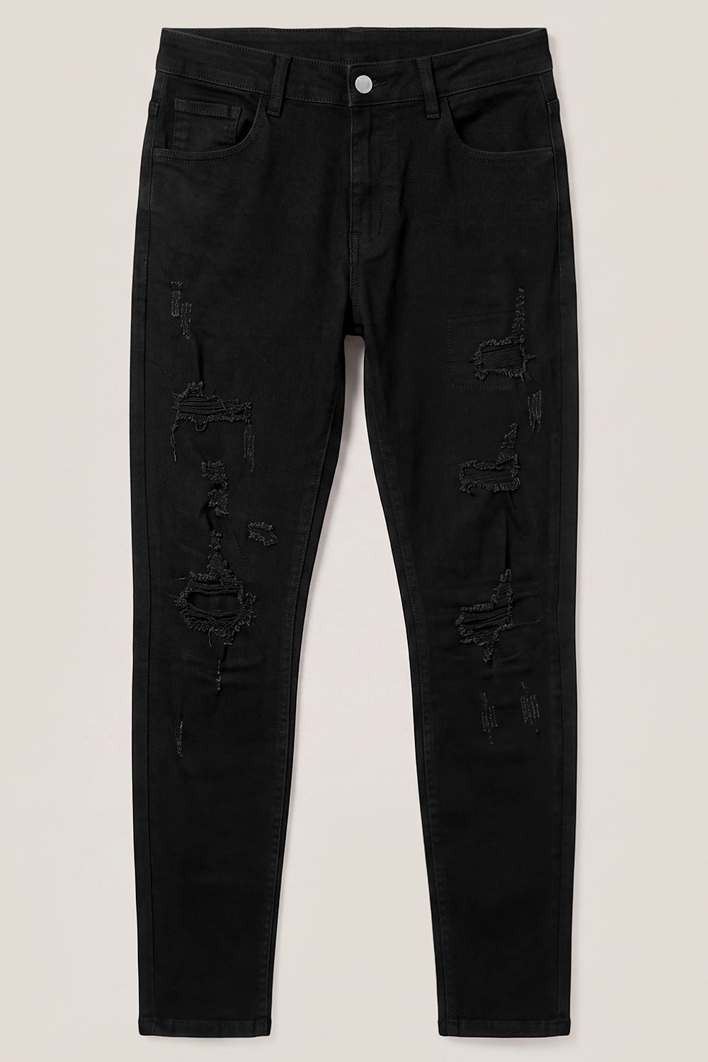 Zerrissene schwarze Sculpt-Skinny-Jeans für Herren