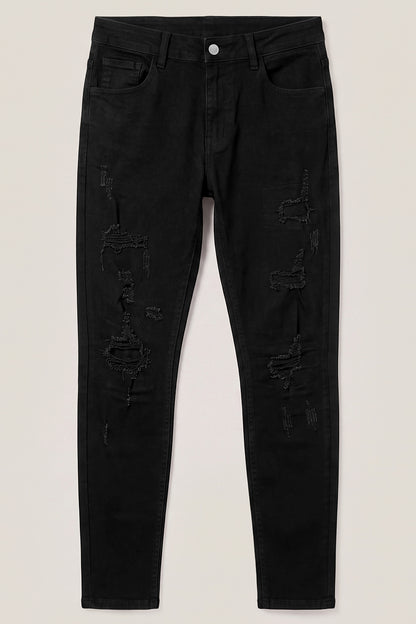 Zerrissene schwarze Sculpt-Skinny-Jeans für Herren