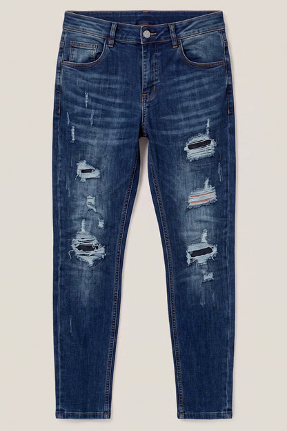 Dunkelblaue Stretch-Sculpt-Skinny-Jeans für Herren