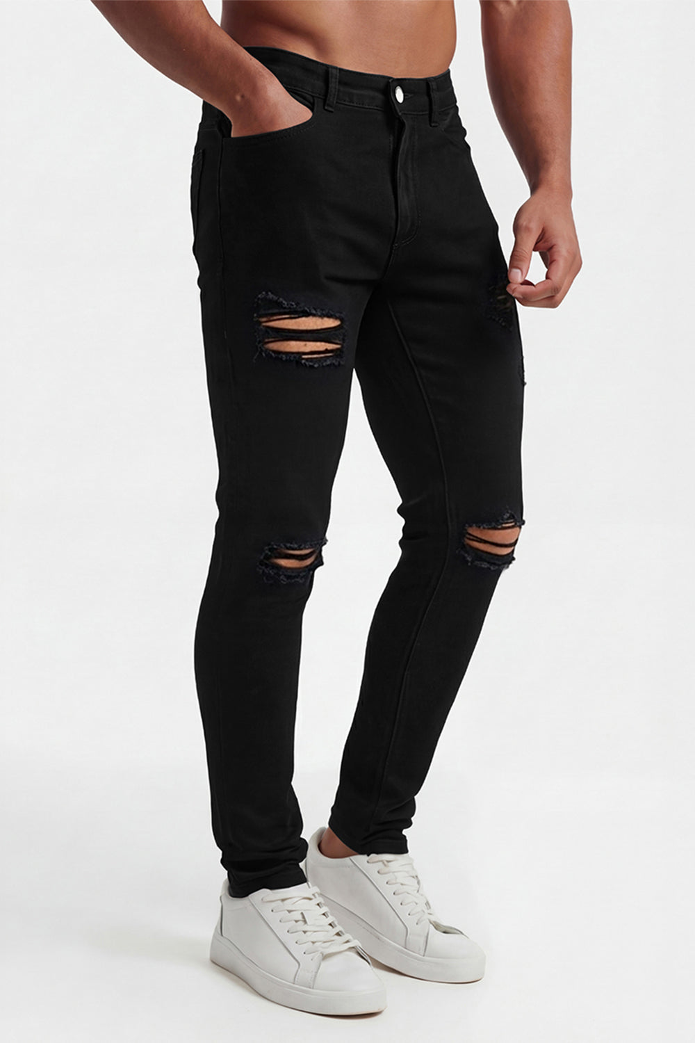 Men's Black Stretch Jean - Ripped