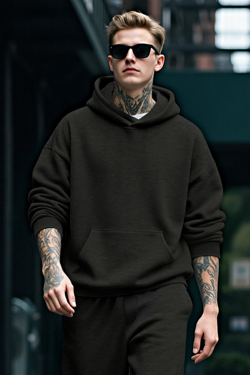 Herren-Pullover-Hoodie in Schwarz