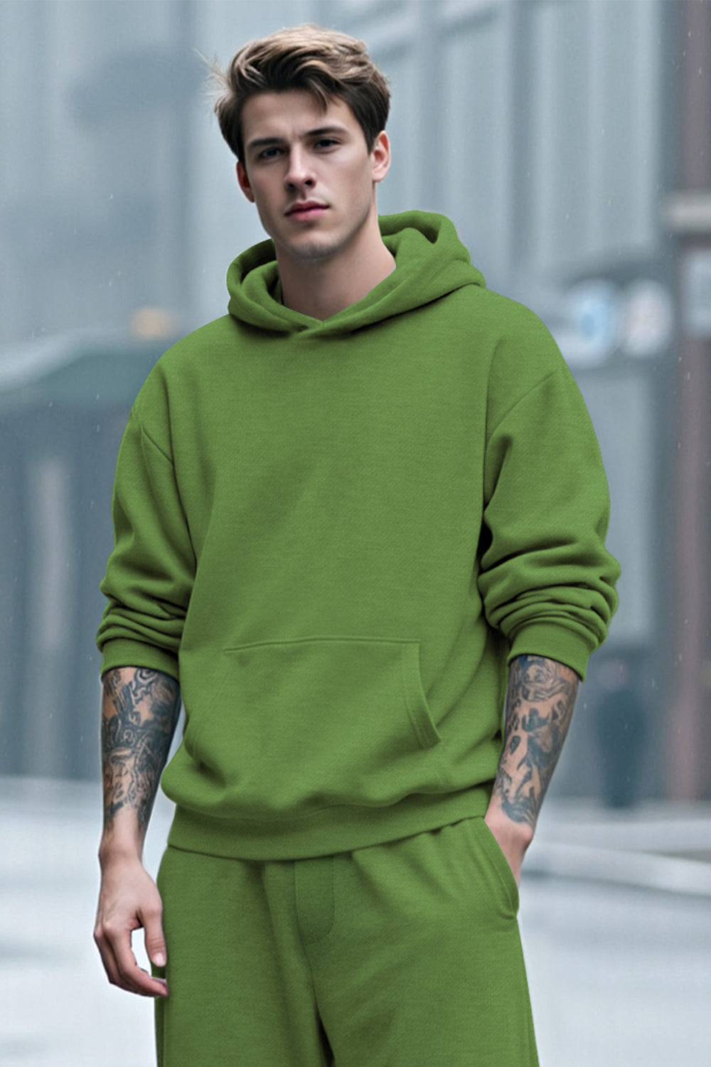 Herren-Pullover-Hoodie in Grün