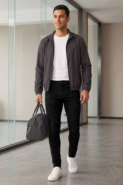 Zerrissene schwarze Sculpt-Skinny-Jeans für Herren