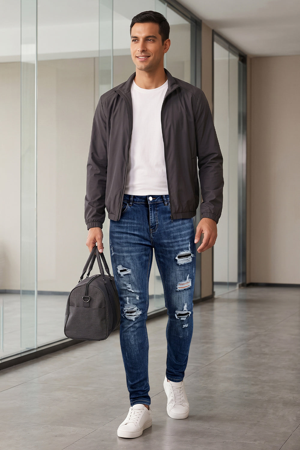 Dunkelblaue Stretch-Sculpt-Skinny-Jeans für Herren