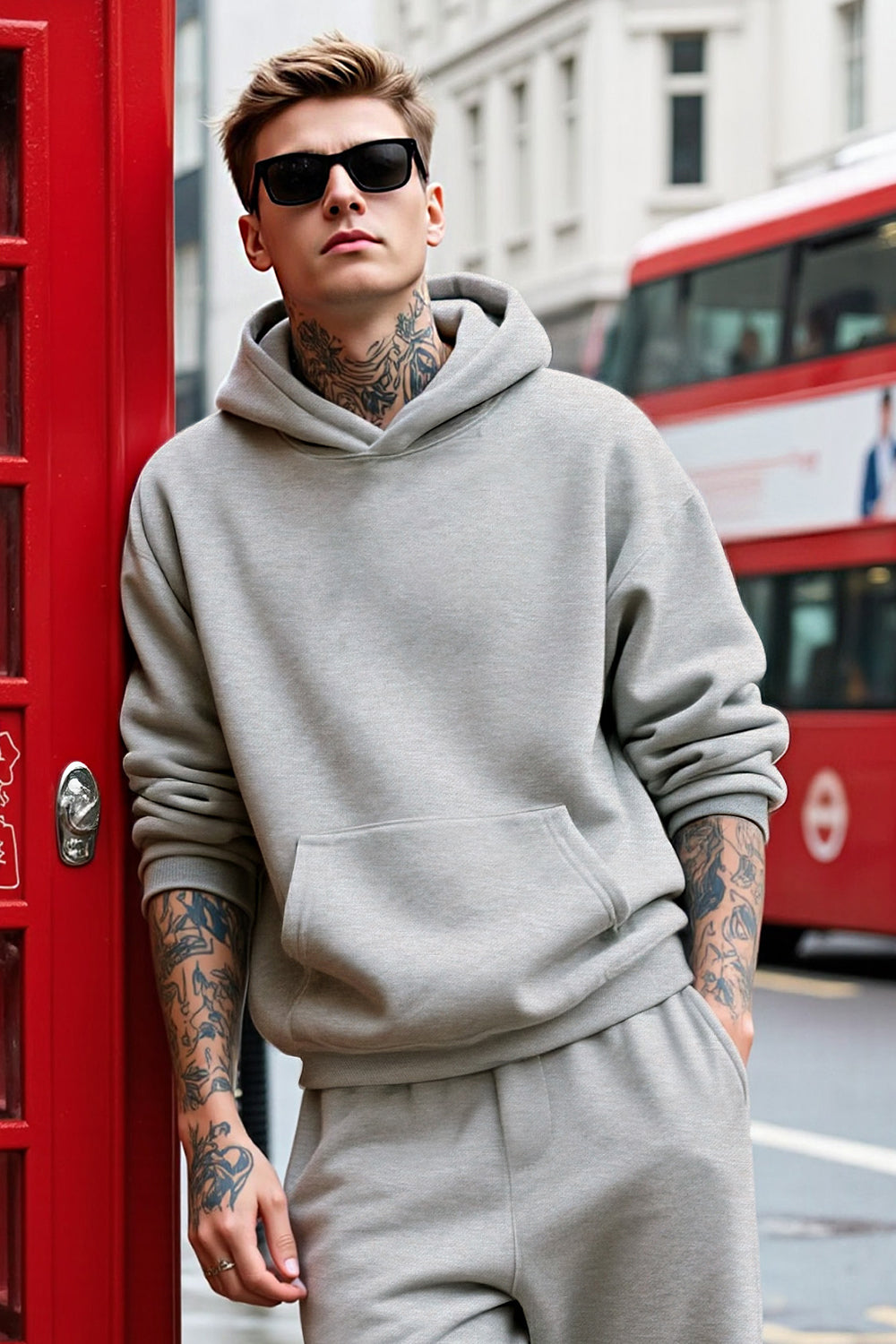 Herren-Pullover-Hoodie in Grau