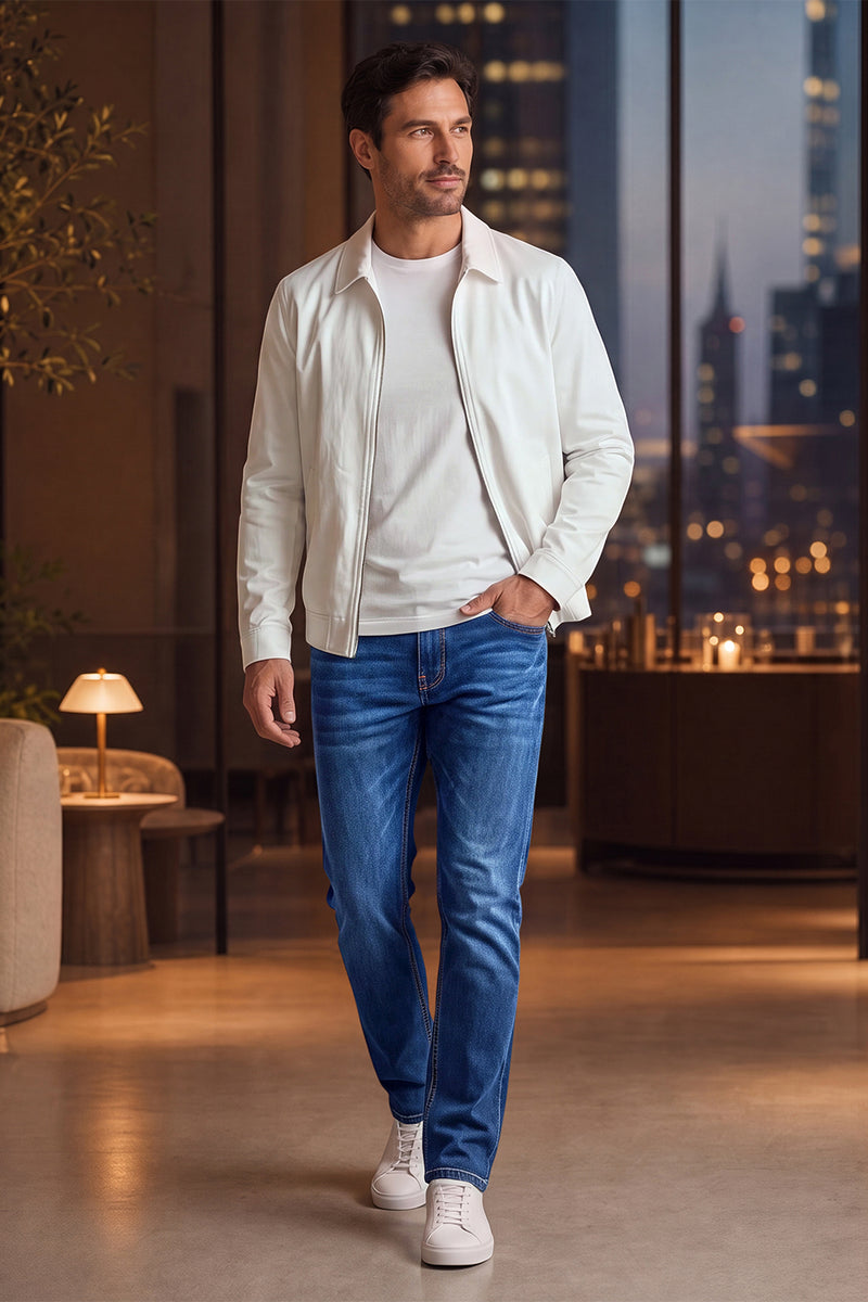 Moderne, schmal geschnittene Herren-Jeans aus Stretch-Denim