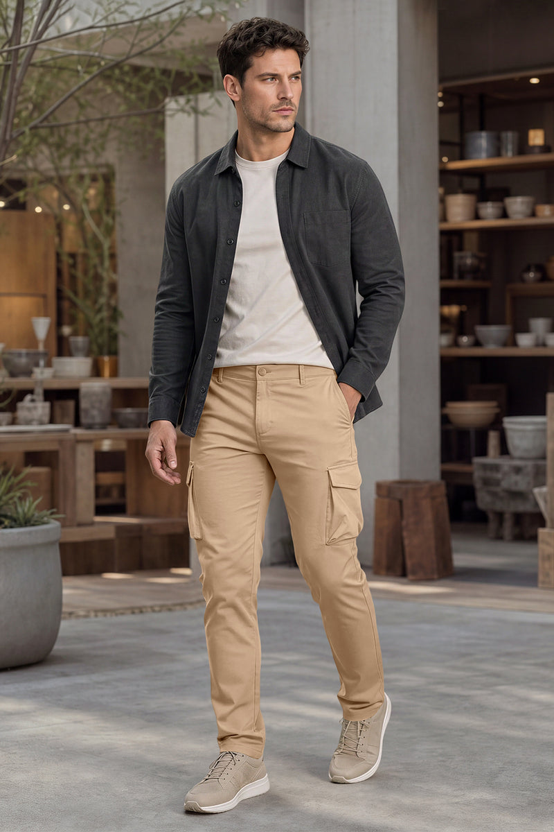 Schmale, klar geschnittene Cargohose für Herren