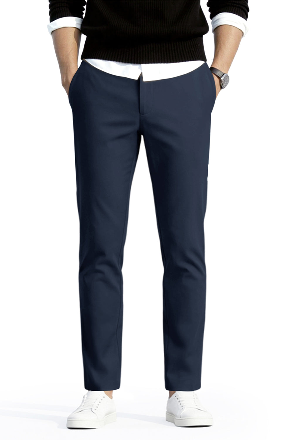 Men's Relaxed Fit Dress Pant - Dark Blue