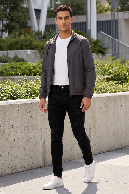 Zerrissene schwarze Sculpt-Skinny-Jeans für Herren