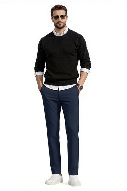 Men's Relaxed Fit Dress Pant - Dark Blue