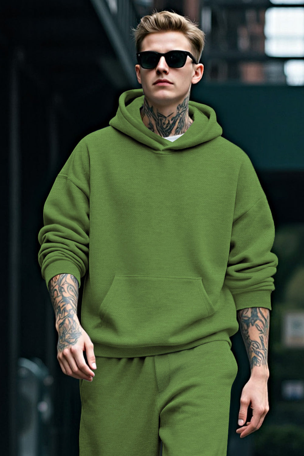 Herren-Pullover-Hoodie in Grün
