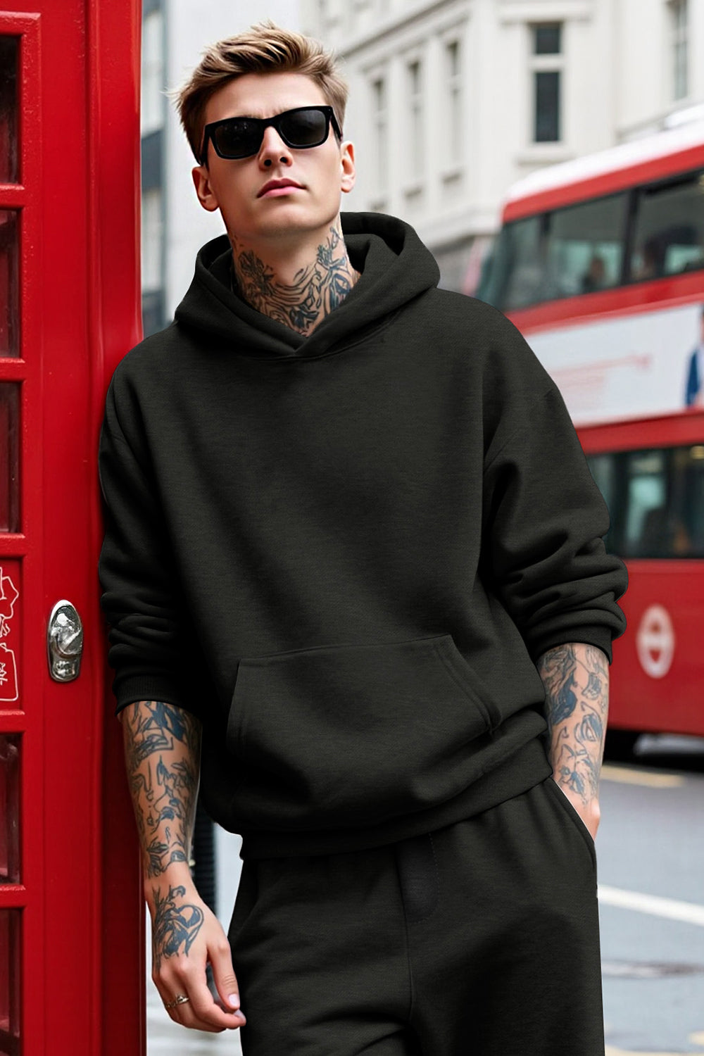 Herren-Pullover-Hoodie in Schwarz