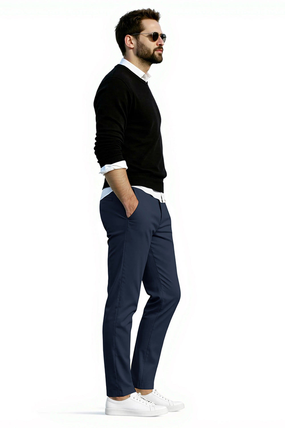 Men's Relaxed Fit Dress Pant - Dark Blue