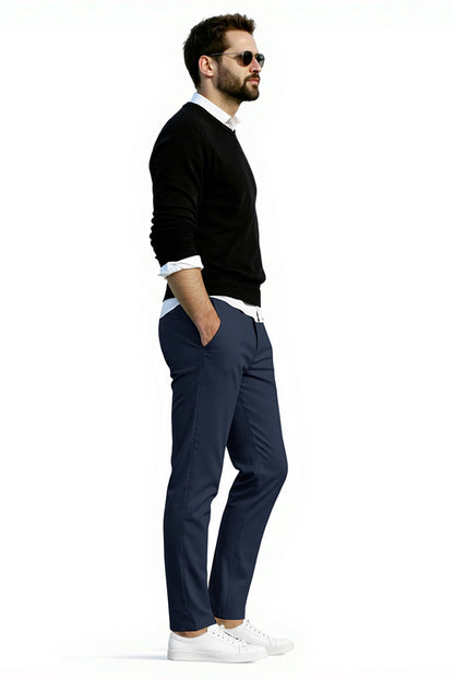 Men's Relaxed Fit Dress Pant - Dark Blue