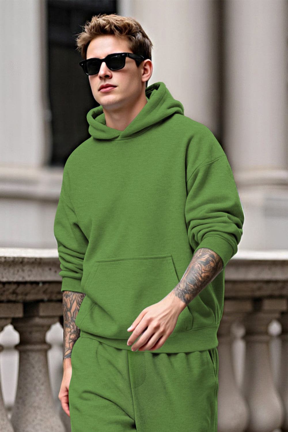 Herren-Pullover-Hoodie in Grün
