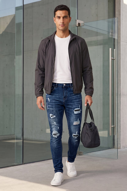 Dunkelblaue Stretch-Sculpt-Skinny-Jeans für Herren