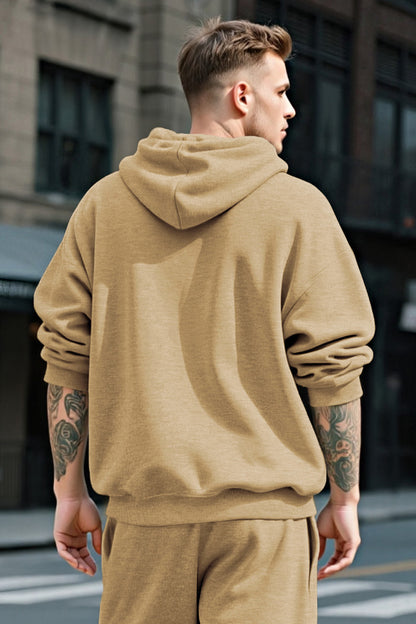 Men Pulloverl Hoodie Set - Khaki