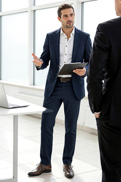 Men's Relaxed Fit Dress Pant - Dark Blue