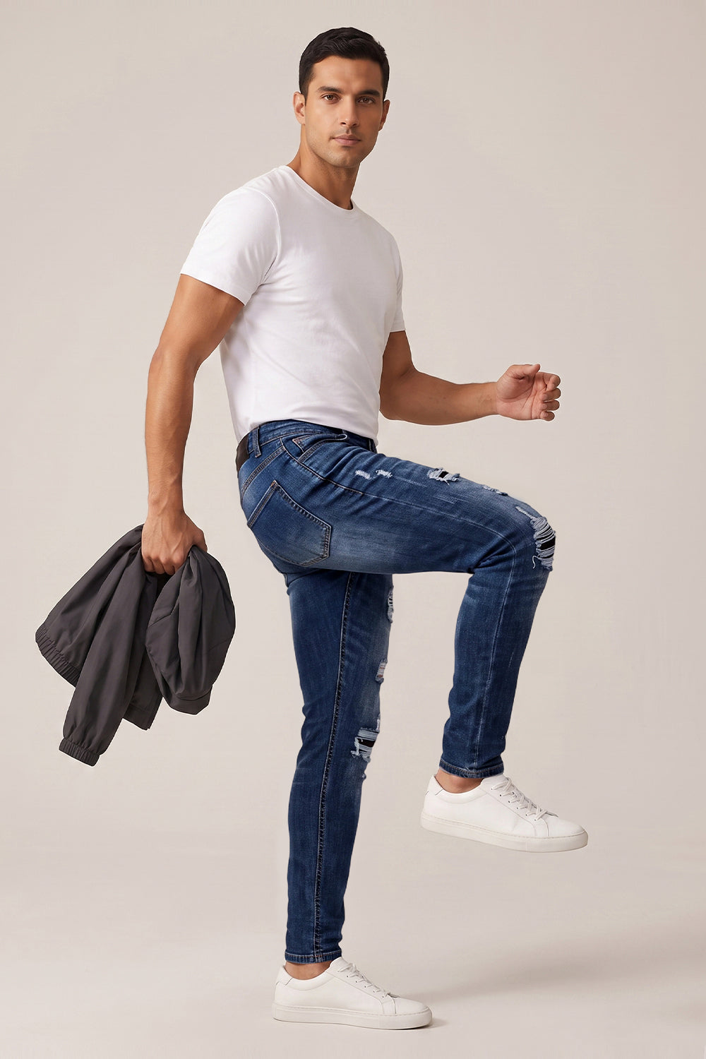 Dunkelblaue Stretch-Sculpt-Skinny-Jeans für Herren