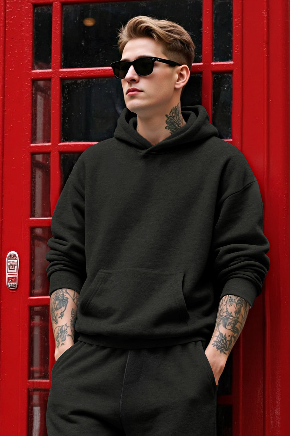 Herren-Pullover-Hoodie in Schwarz