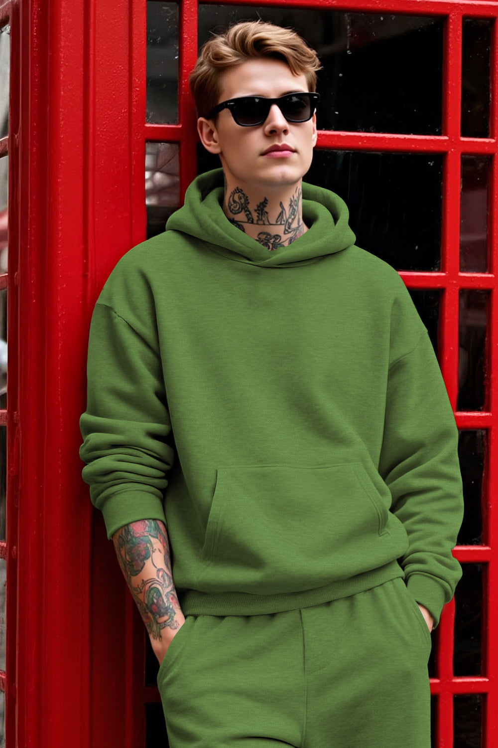 Herren-Pullover-Hoodie in Grün