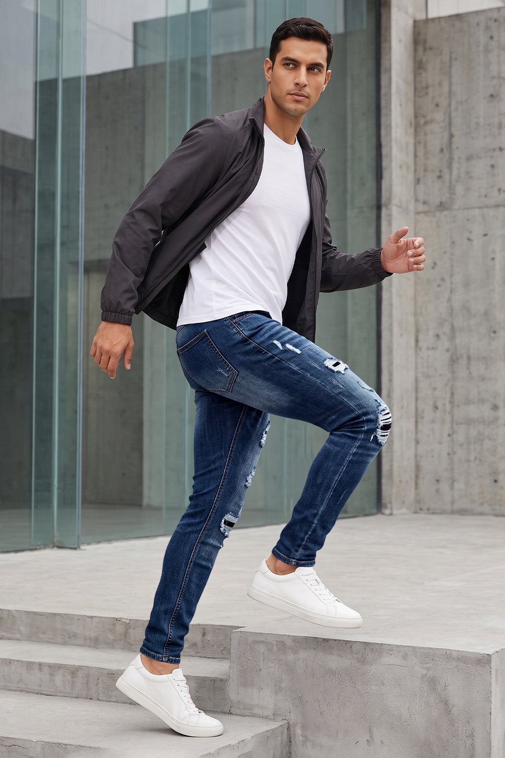 Dunkelblaue Stretch-Sculpt-Skinny-Jeans für Herren