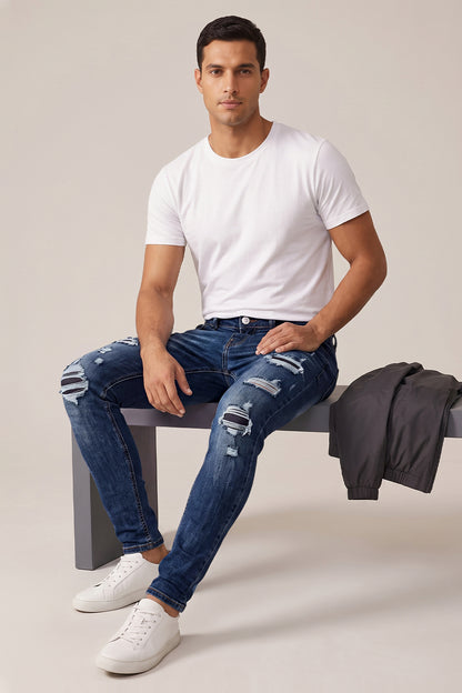 Dunkelblaue Stretch-Sculpt-Skinny-Jeans für Herren