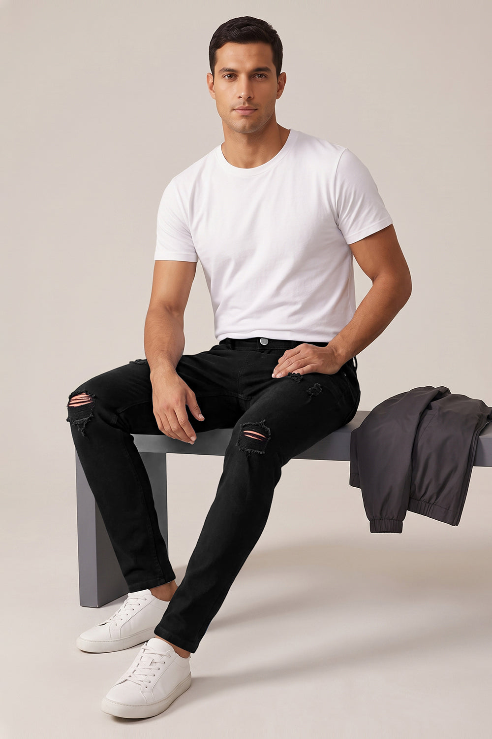 Gingtto Jeans déchirés pour homme