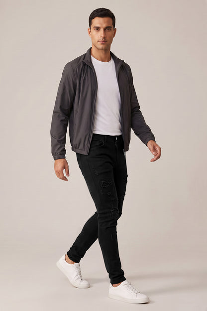 Zerrissene schwarze Sculpt-Skinny-Jeans für Herren