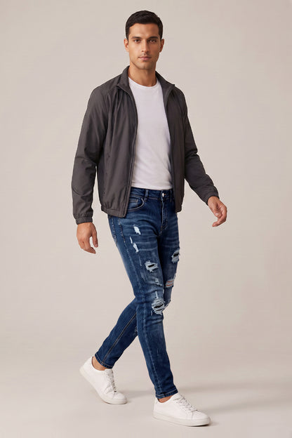 Dunkelblaue Stretch-Sculpt-Skinny-Jeans für Herren