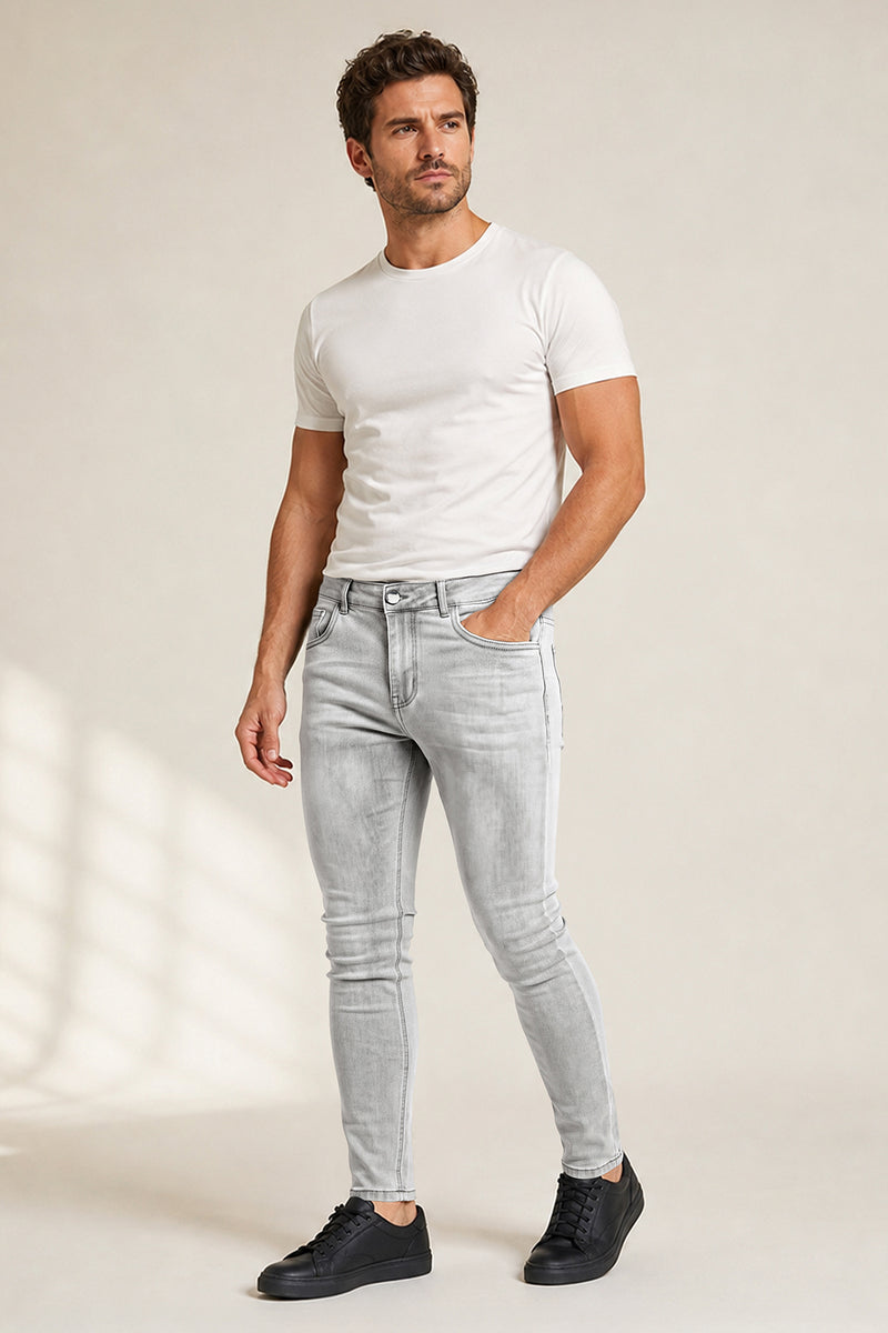 Men‘s Washed Skinny Marble Jean - Grey