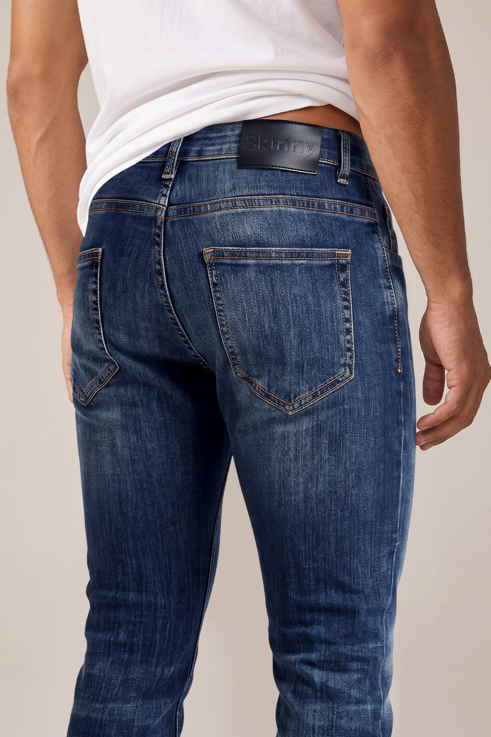 Dunkelblaue Stretch-Sculpt-Skinny-Jeans für Herren